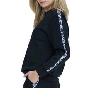 Nicole Miller Sport Scuba Striped Activewear Crewneck Sweatshirt Gym Wear NWT